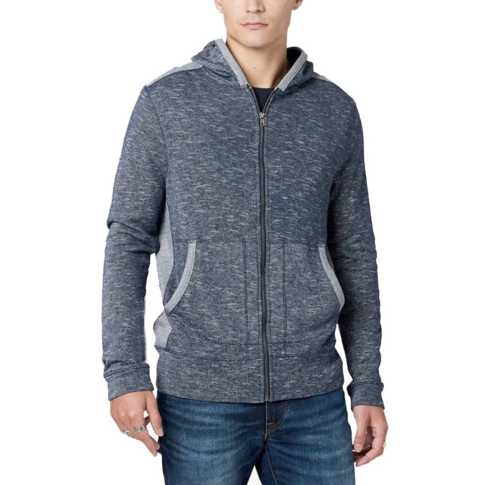 NEW Buffalo David Bitton Katan Hoodie Sweatshirt! Small Full Zip Blue Denim Look